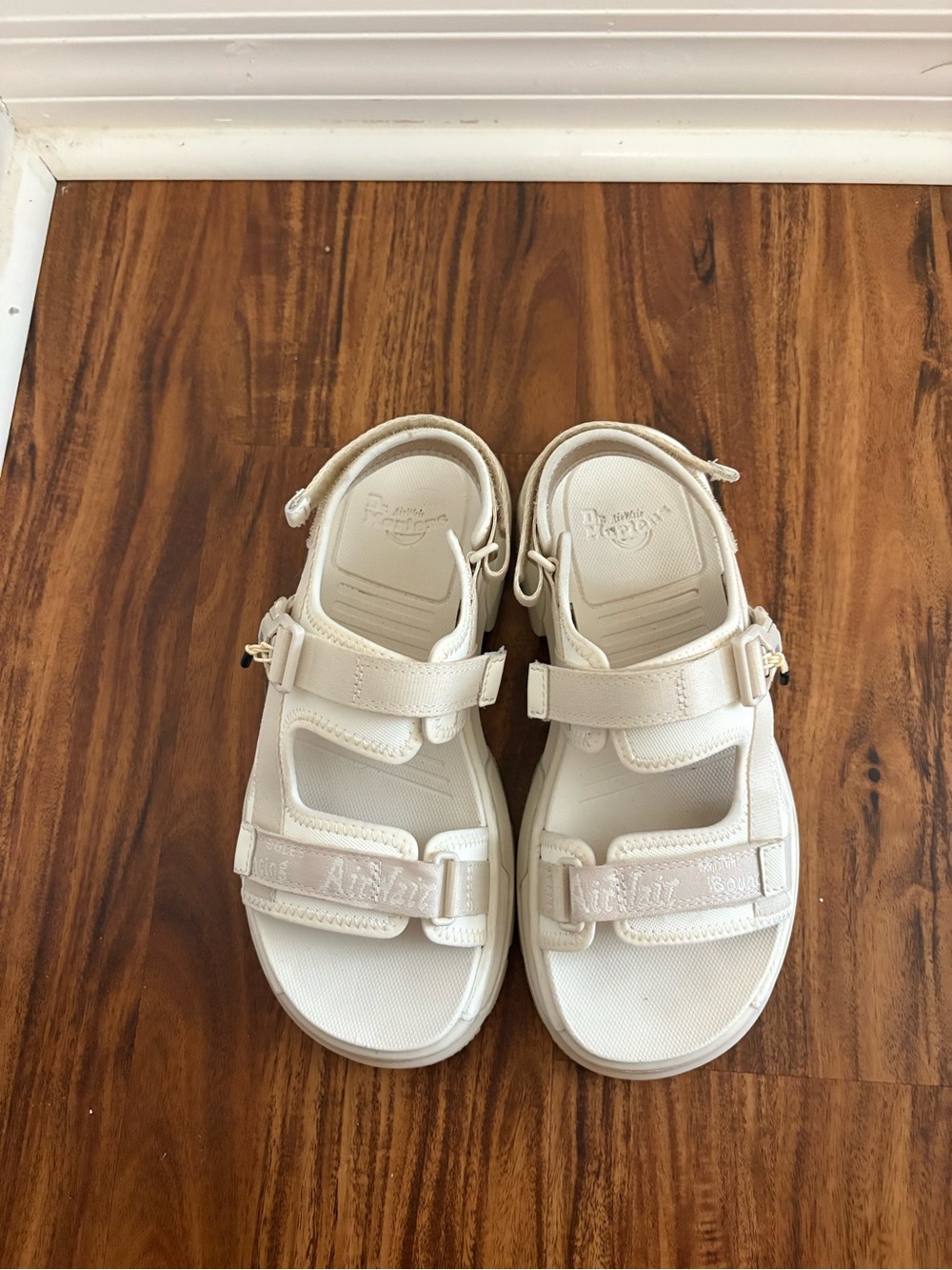 Dr. Martens Kids Cream/Off-White Adjustable Strap Sandals